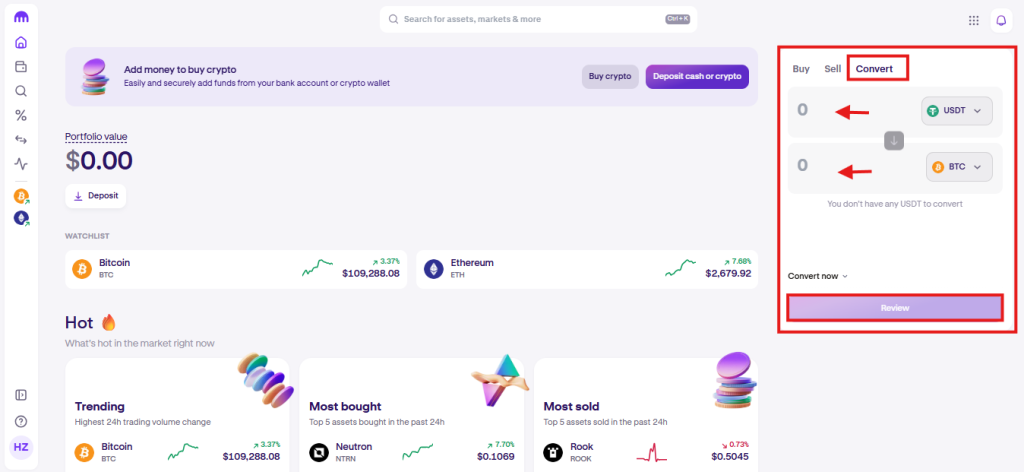 Kraken Exchange Tutorial: convert cryptocurrencies