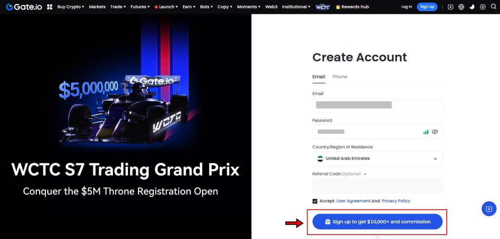 Gate.io Exchange Tutorial: Sign-up page