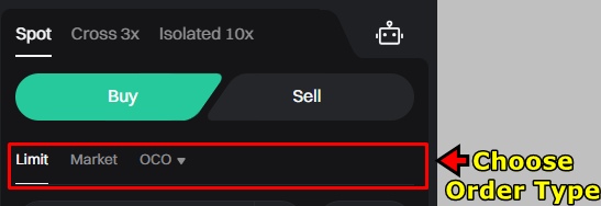 Bitget Spot Trading Tutorial: Select Order type
