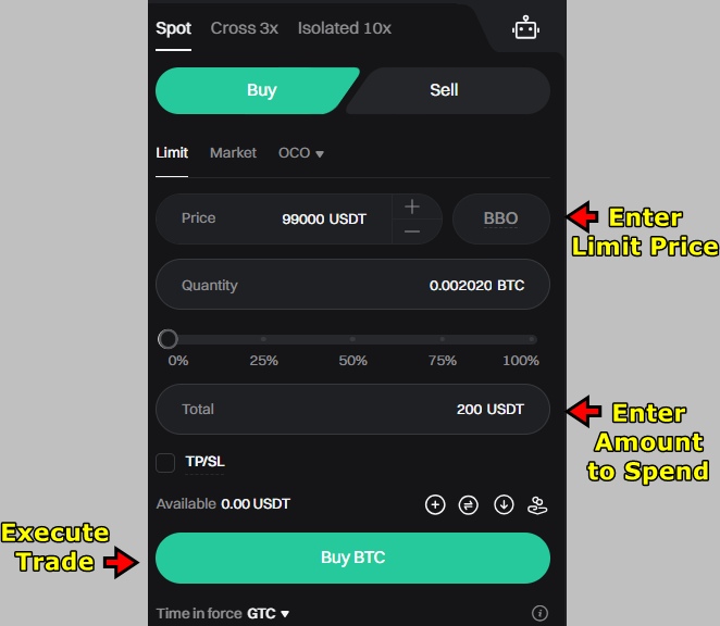 Bitget Spot Trading Tutorial: Fill the order panel