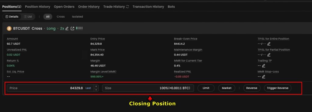 Gate.io Futures Trading Tutorial: Closing futures position