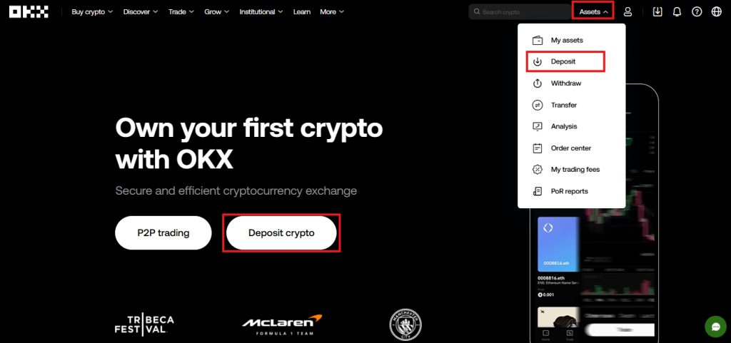 OKX deposit tutorial
