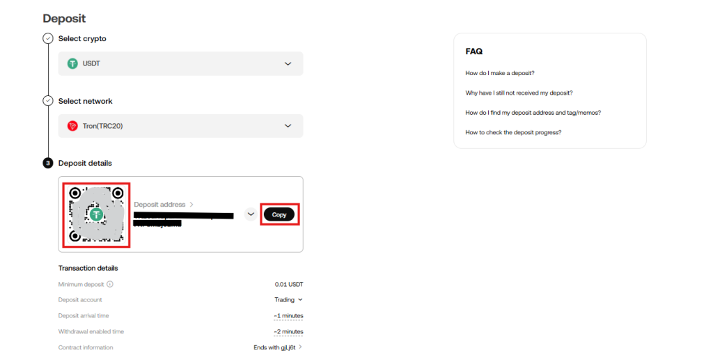 OKX deposit tutorial: Add address
