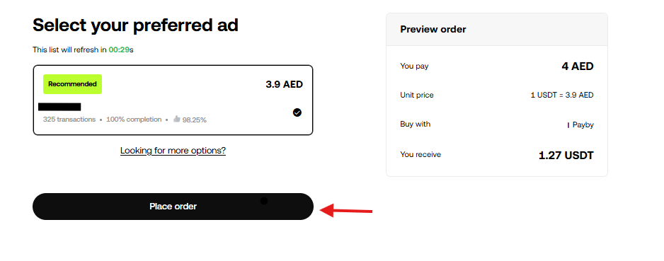 OKX express buy tutorial: place order