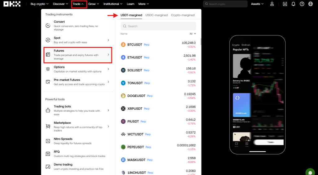 OKX futures trading Tutorial