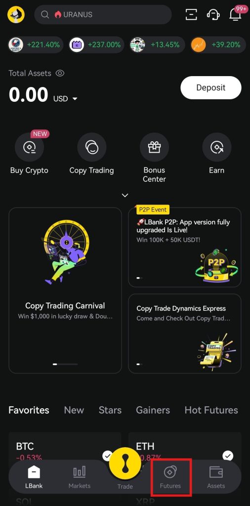 LBank App Futures trading tutorial