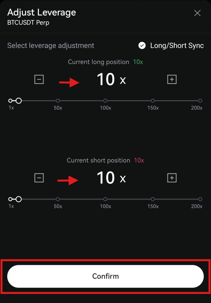 LBank App Futures trading tutorial: Adjust the leverage