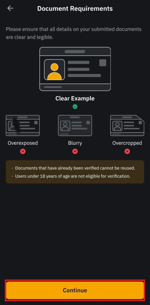 Bybit App KYC Tutorial: identity document instructions