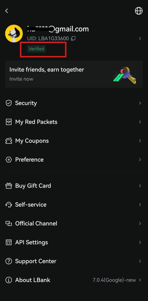 LBank App KYC Tutorial: verified badge