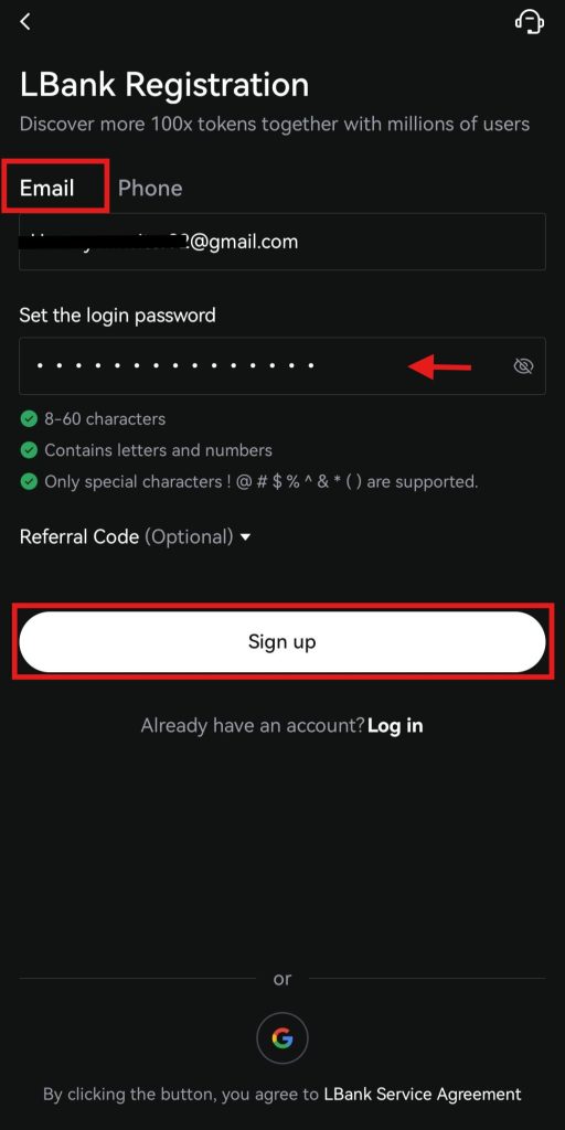LBank app Tutorial: Register your account