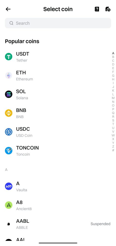 Bitget App Crypto Deposit Tutorial: Supported cryptocurrencies