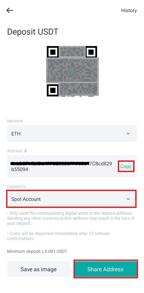 BitMart App Crypto Deposit Tutorial: Confirm crypto deposit