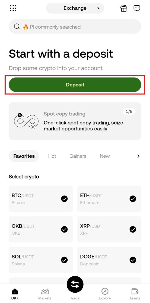 OKX App Deposit Tutorial: Deposit crypto