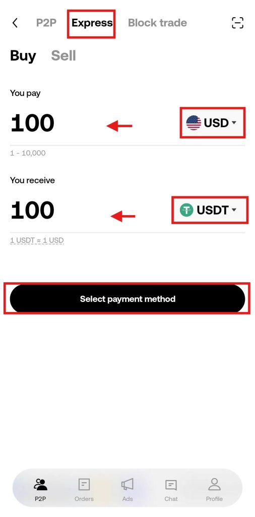 OKX App Buy Crypto Tutorial: Express buy order