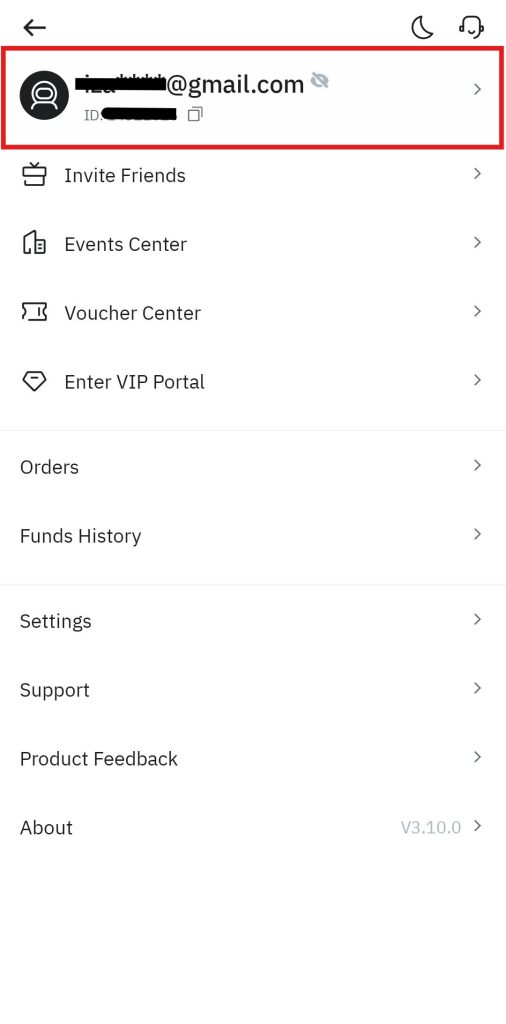 BitMart app Tutorial: Profile details