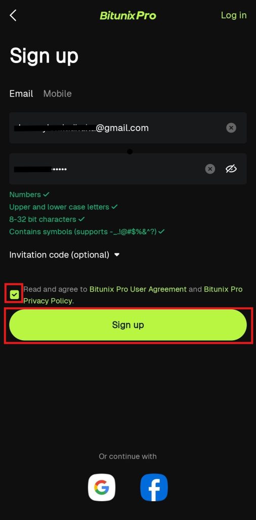 Bitunix App Tutorial: Sign-up details