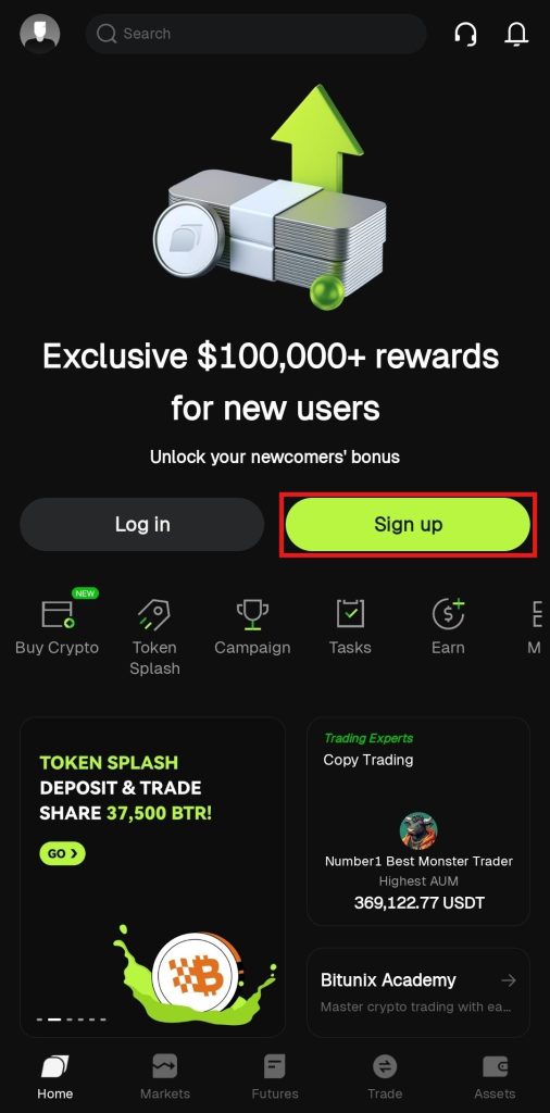 Bitunix App Tutorial: Sign-up page