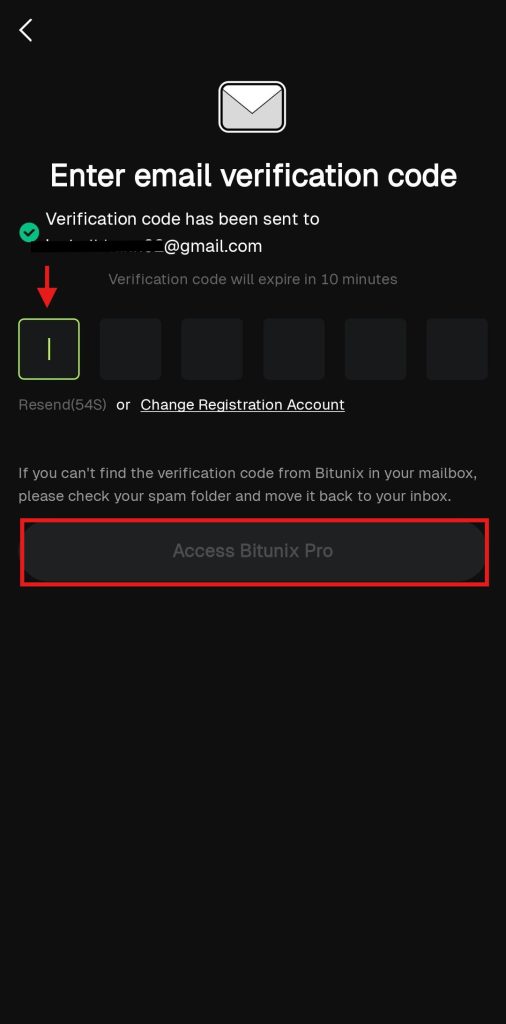 Bitunix App Tutorial: Sign-up verification code