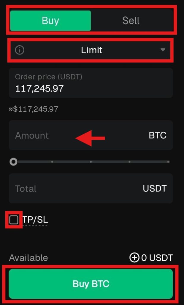 Bitunix App Spot trading Tutorial: Spot trading order panel