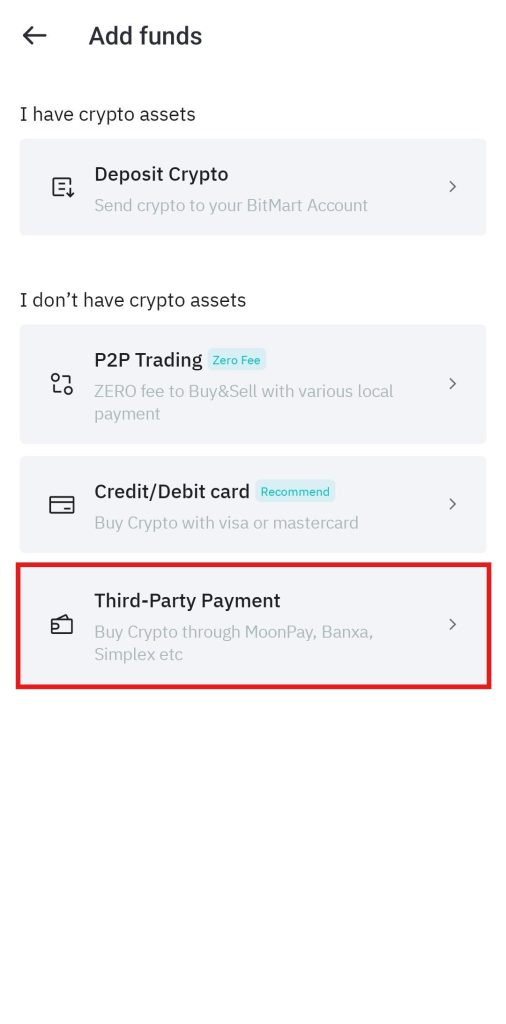 BitMart App Fiat Deposit Tutorial: Third-party payment