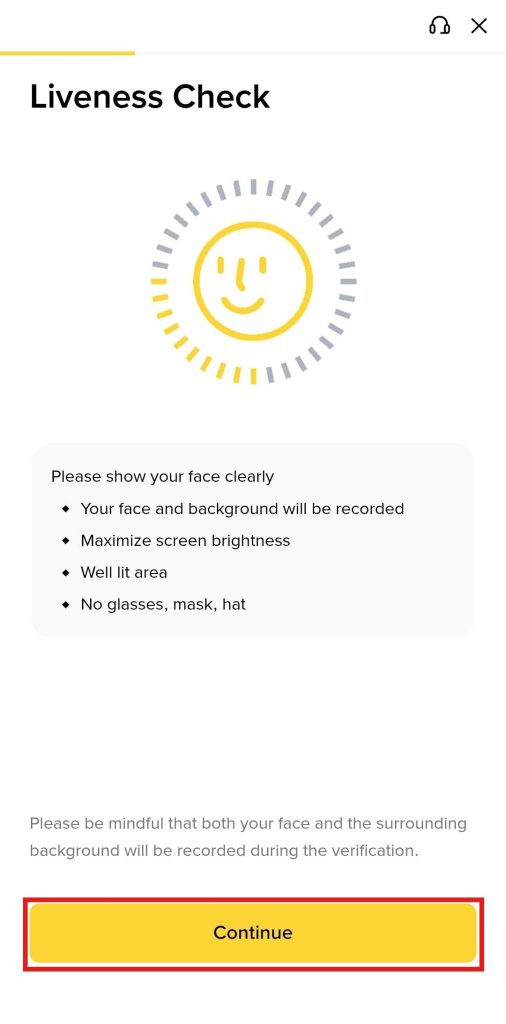 Binance App KYC Tutorial: Selfie