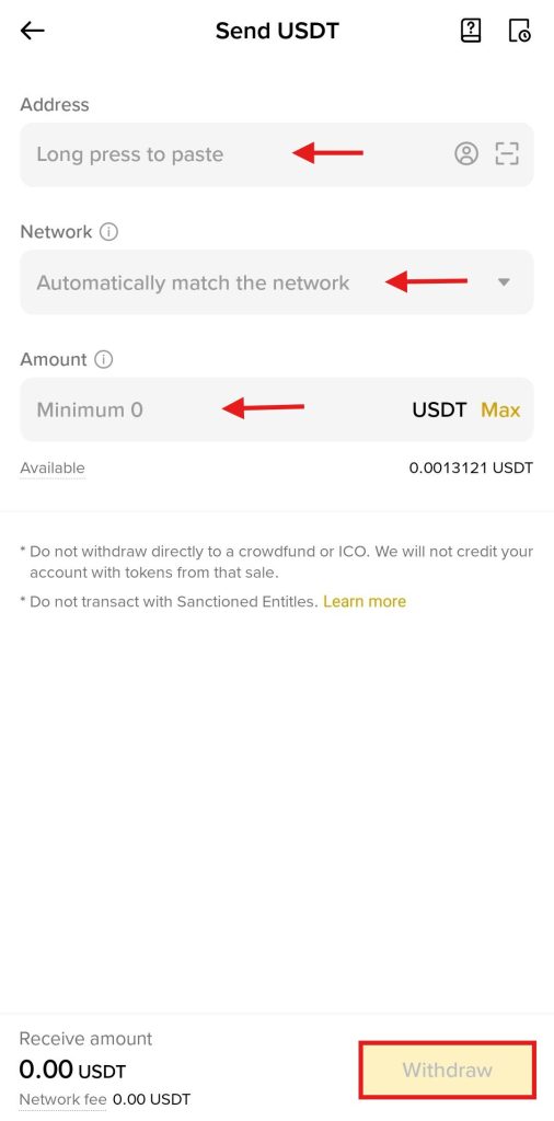 Binance App Crypto Withdrawal: Confirm withdrawal
