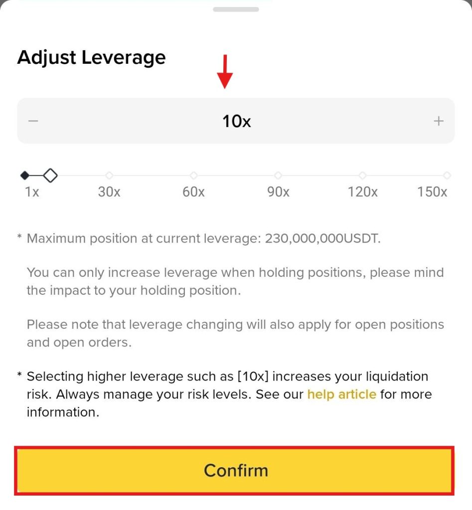 Binance App Futures market Tutorial: Leverage ratio