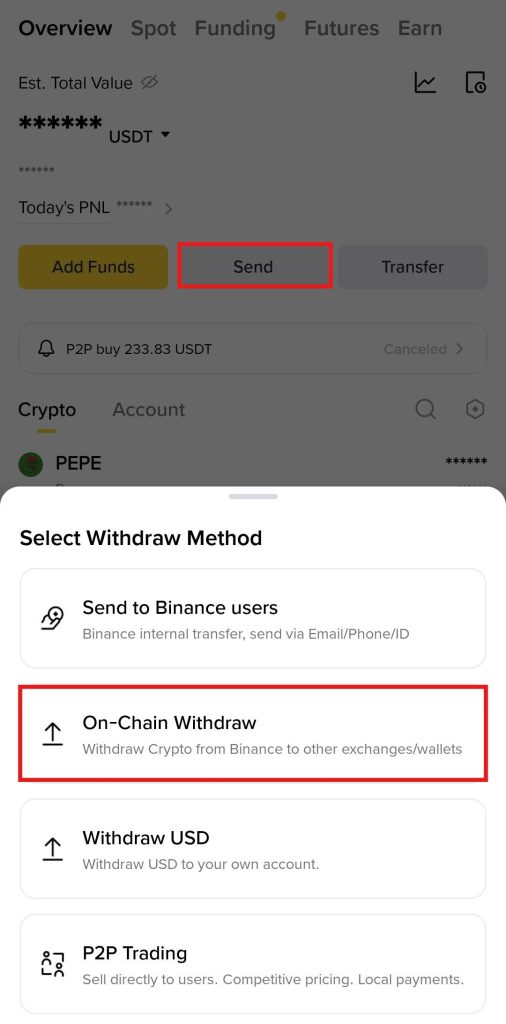 Binance App Crypto Withdrawal: On-chain withdrawal